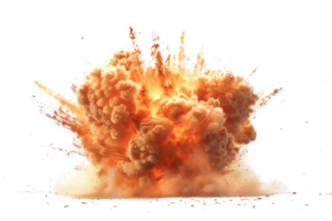 A large explosion is depicted in the image, with a lot of smoke and debris flying in all directions. The scene is chaotic and intense, with the explosion leaving a trail of destruction in its wake png