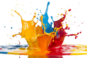 uma respingo do pintura com uma respingo do azul, vermelho, e amarelo. a cores estão vibrante e a respingo é dinâmico png