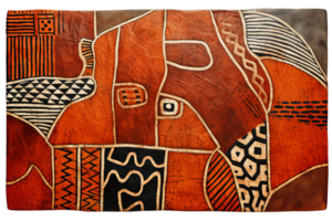 A large piece of art with a lot of different colors and patterns. The colors are mostly brown and orange, with some black and white. The patterns are all over the piece, creating a sense of chaos png
