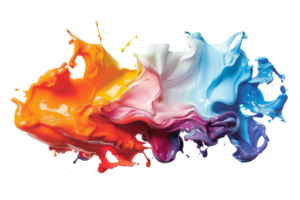 A splash of paint with a rainbow of colors. The colors are bright and vibrant, creating a sense of energy and excitement. The splatter of paint is chaotic and unpredictable png