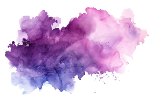 A purple and pink watercolor painting of a cloud. The painting is full of color and has a dreamy, ethereal quality. The colors seem to blend together seamlessly, creating a sense of movement png