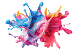 A splash of paint with a rainbow of colors. The colors are bright and vibrant, creating a sense of energy and excitement. The splatter of paint is chaotic and unpredictable png