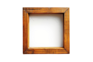 A wooden frame with a white background. The frame is square and has a simple design png