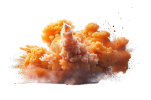 A large orange cloud of smoke is billowing out of a fire. The smoke is thick and hazy, and it seems to be coming from a large explosion. The scene is chaotic and intense png