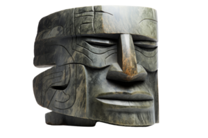 A large stone carving of a face with a mouth and eyes. The face is carved out of a single piece of stone png