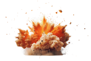 A large explosion is depicted in the image, with a cloud of dust and debris surrounding the blast. The scene is chaotic and intense, with the explosion leaving a trail of destruction in its wake png