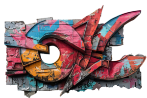 A colorful graffiti piece with a red and blue triangle on it. The triangle is surrounded by a circle and the circle is surrounded by a square. The piece is very colorful and has a lot of detail png