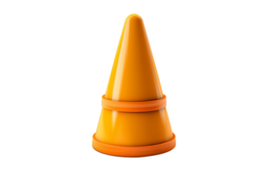 High-quality image of an orange traffic cone on a transparent background. ideal for construction and safety related projects or illustrations. png