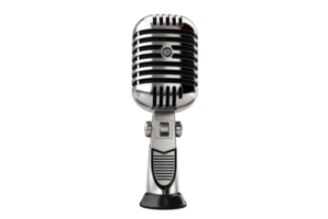 Vintage microphone isolated on transparent background. Retro design, perfect for music, recording studios, podcasts, and broadcasting projects. png