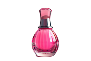 Elegant pink glass perfume bottle with a sleek design, perfect for adding a touch of luxury to your fragrance collection. png