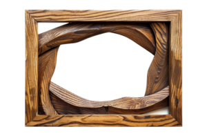 A wooden frame with a curved design. The frame is made of wood and has a natural, rustic look. The design of the frame is simple yet elegant, and it creates a sense of warmth and coziness png