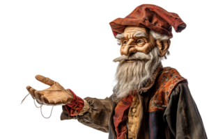 A man with a beard and a red hat is holding a string. He looks like a character from a story png