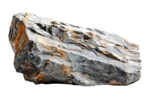 A large rock with a few brown spots on it. The rock is grey and black in color png