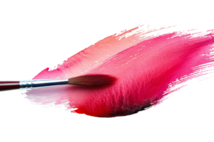 A brush is painted with red and pink colors, creating a splatter effect. The brush strokes are bold and expressive, giving the impression of a dynamic and energetic scene png