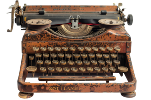 An old fashioned typewriter with the brand name Kotilane. It is rusty and worn, but still functional png