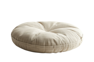 Comfortable round cushion with a beige fabric, ideal for adding a cozy touch to any living space or seating arrangement. png