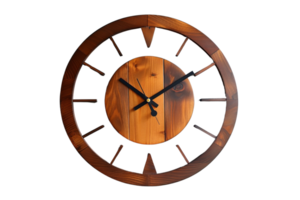 Elegant wooden wall clock with a minimalist design, featuring roman numerals and a sleek finish, perfect for home or office decor. png