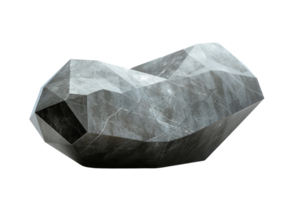 Geometric grey stone isolated on clear background. Abstract polygonal rock with sharp angles, perfect for creative projects and illustrations. png