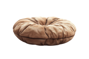 Soft, round brown cushion with a plush texture. Perfect for home decor or enhancing comfort in seating areas. png