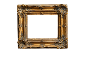 Vintage ornate gold frame isolated on transparent background. Perfect for art, photography, and interior design projects. png