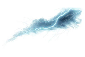 High-resolution image of a vibrant lightning bolt with detailed electric branches. Ideal for energy, storm, and weather-related projects. png