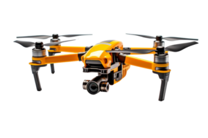 A yellow drone with black and silver parts. It is a small drone with a camera on it png