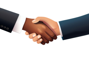 Two hands shaking in a business meeting. Concept of professionalism and trust between the two individuals png