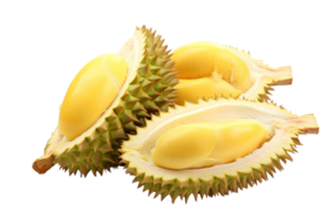 Three pieces of fruit with a yellow center and green spikes png