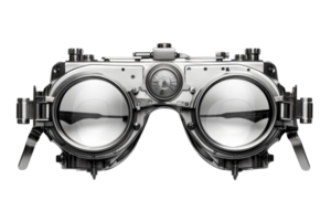 The image is of a pair of glasses with a clock on the side. The glasses are silver and have a vintage look to them. The clock is small and located on the side of the glasses, making it a unique png