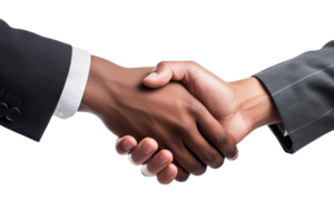 Two men shake hands in a business meeting. The handshake is a symbol of agreement and trust. Concept of professionalism and respect png