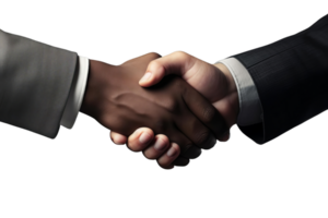 Two men shake hands in a business meeting. The handshake is a symbol of agreement and trust. Concept of professionalism and collaboration png
