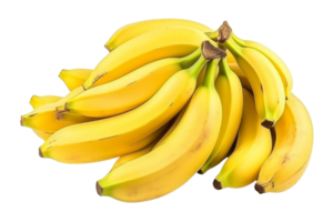 een bundel van bananen zijn opgestapeld Aan top van elk ander. de bananen zijn geel en verschijnen naar worden rijp png