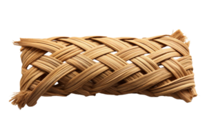 A brown woven object with a pattern of interlaced lines. The object is made of straw and has a rough texture png