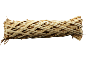 A long, thin, brown object with a wavy pattern. It is made of straw and it is a rope png