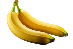 Fresh yellow bananas isolated on transparent background. Perfect for healthy eating and tropical-themed designs. High quality, vibrant image. png