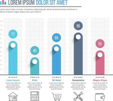 Bar graph template with line icons, business infographics template vector