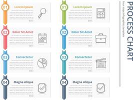 Vertical process chart, flow chart template, infographics design elements with numbers, and text, business infographics, workflow, steps, options vector