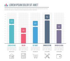 Bar graph template with line icons, business infographics template vector