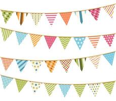 Different colorful bunting for decoration of invitations, greeting cards etc, bunting flags vector