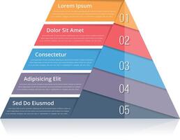 Pyramid chart with five elements with numbers and text, pyramid infographic template, pyramid diagram for presentations vector
