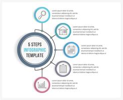 Infographic template with five steps or options, workflow, process diagram vector