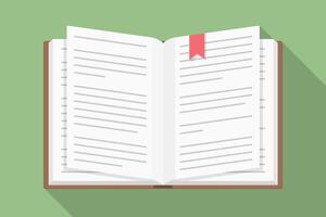 Open book, flat design with long shadow vector