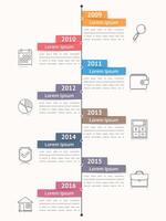 Vertical timeline infographics template, workflow or process diagram, flowchart vector