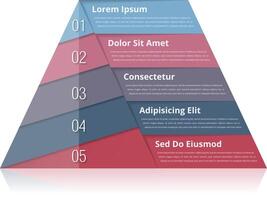 Pyramid chart with five elements with numbers and text, pyramid infographic template, pyramid diagram for presentations vector