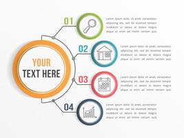 Infographic template with four steps or options, workflow, process diagram vector