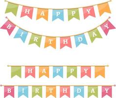 Bunting for happy birthday on white background vector
