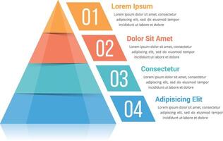Pyramid infographic template with four elements vector