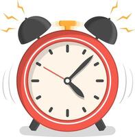 Red alarm clock, flat design vector