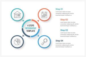 Circle infographics template with four elements, can be used as process diagram, steps, options vector