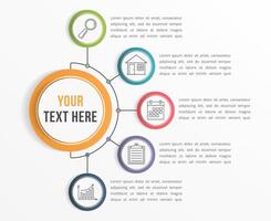 Infographic template with five steps or options, workflow, process diagram vector